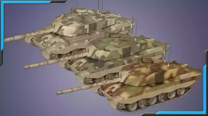 Challenger II LowPoly Model-6 Skins-4K textures-Rigged-Tank