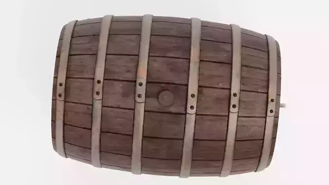 Wine Barrel V8 - Tapped Dark Cask with Grape Symbol and Spigot Low-poly 3D model 7
