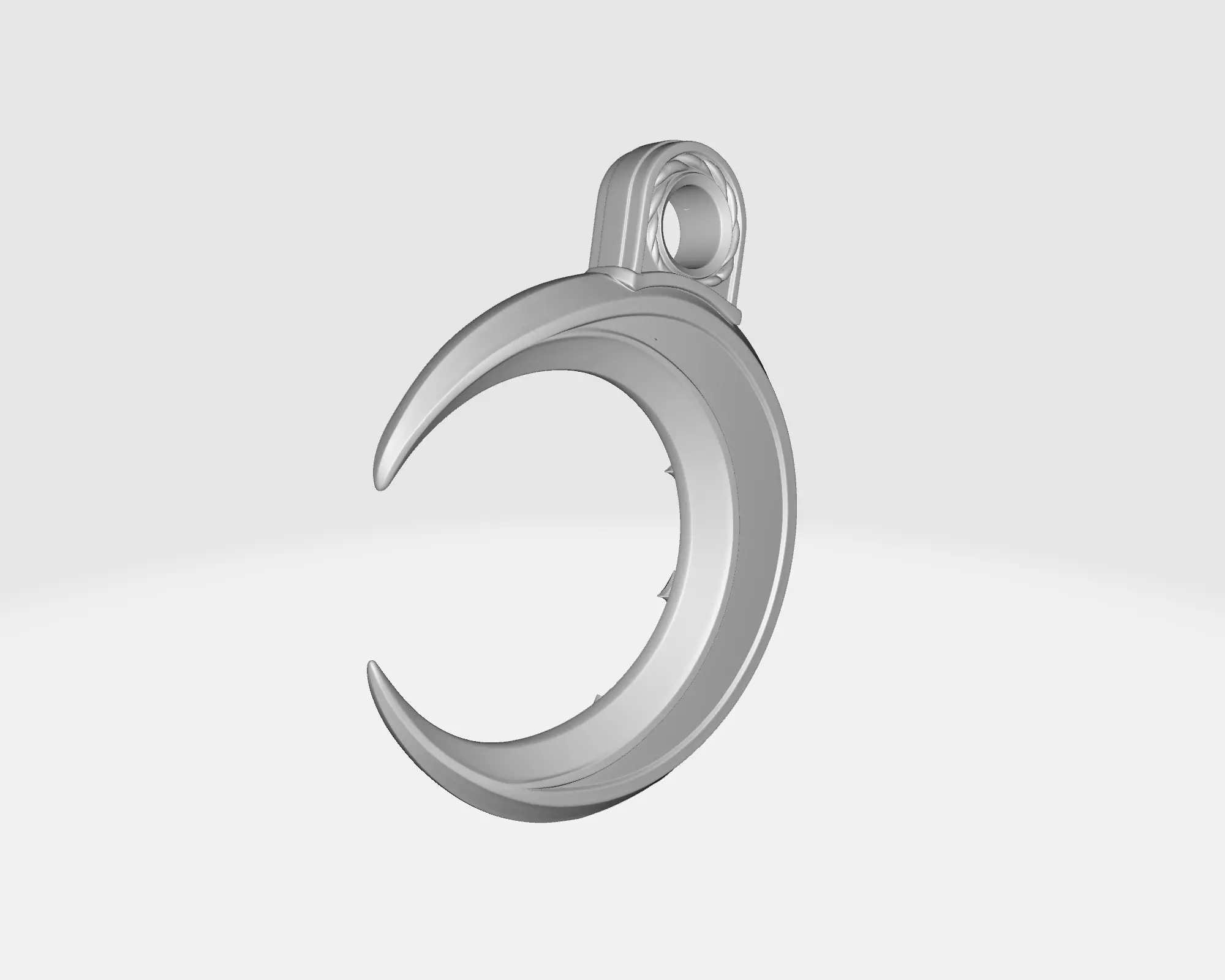 Golden Crescent Moon Pendant with Star Engraving  3D print model_8
