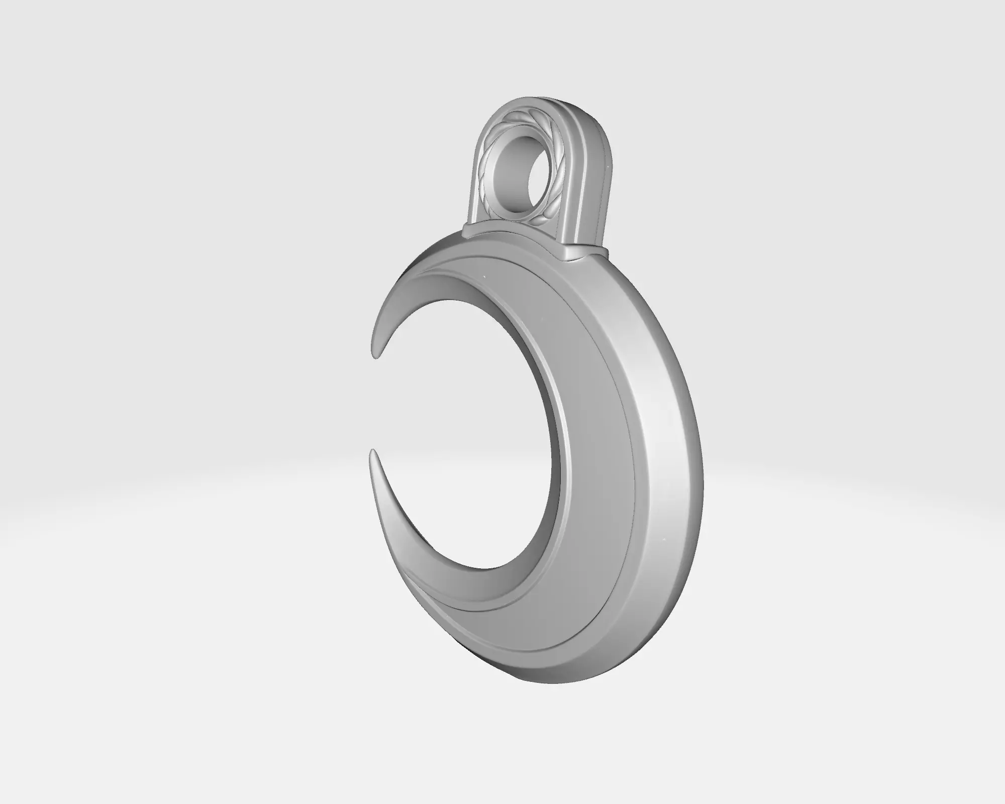 Golden Crescent Moon Pendant with Star Engraving  3D print model_1