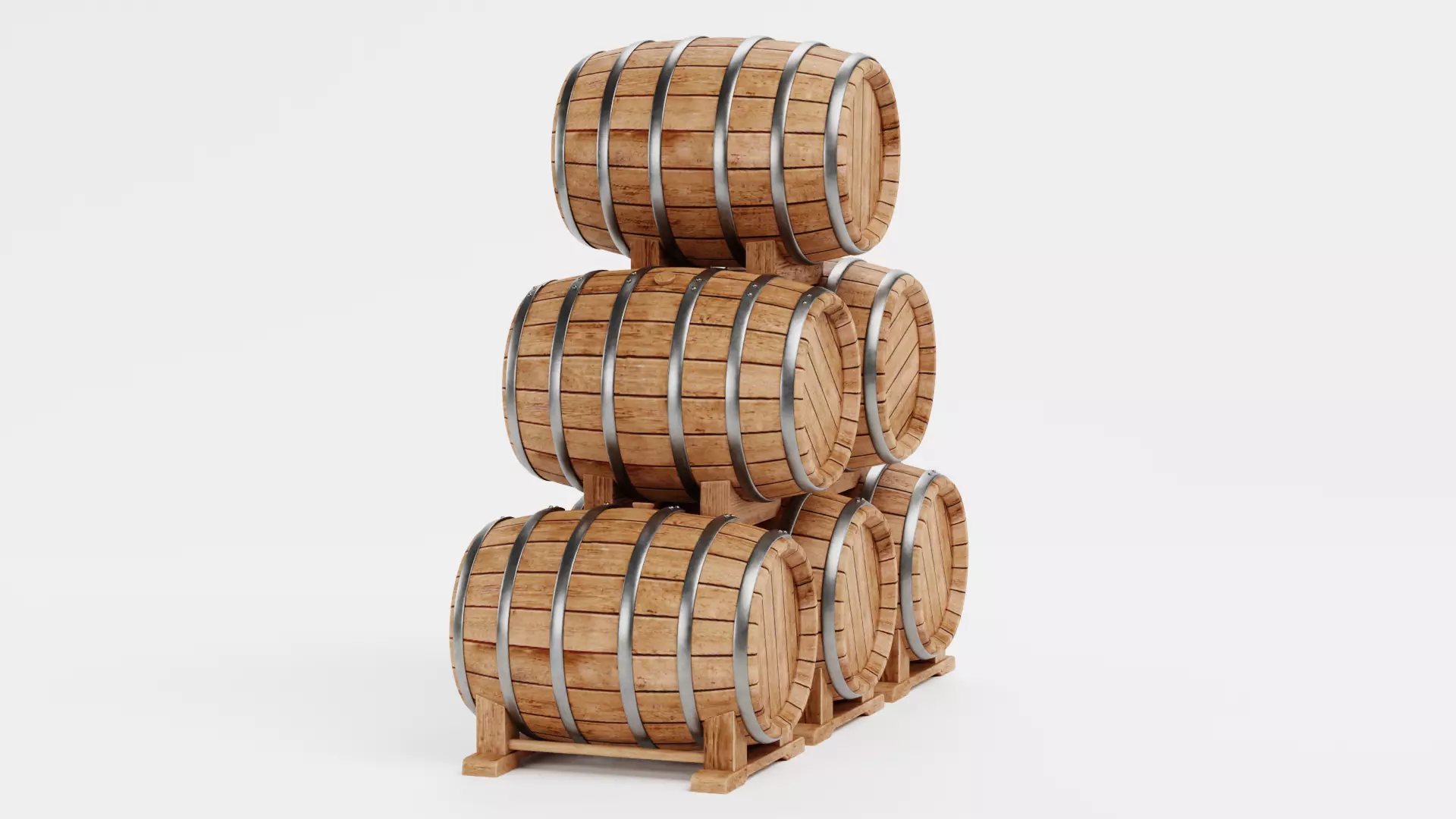 -Wine Barrels - Pile V1- 3D model_2