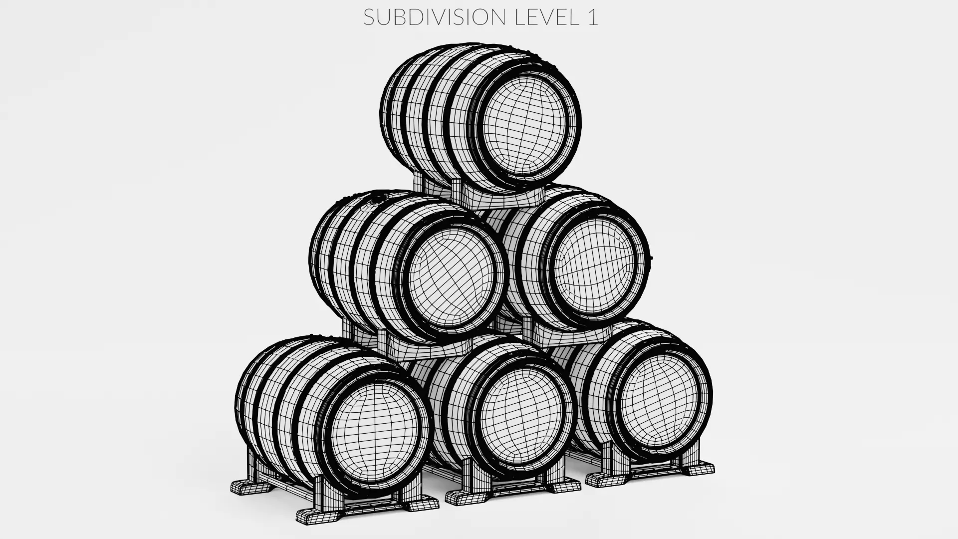 -Wine Barrels - Pile V1- 3D model_9