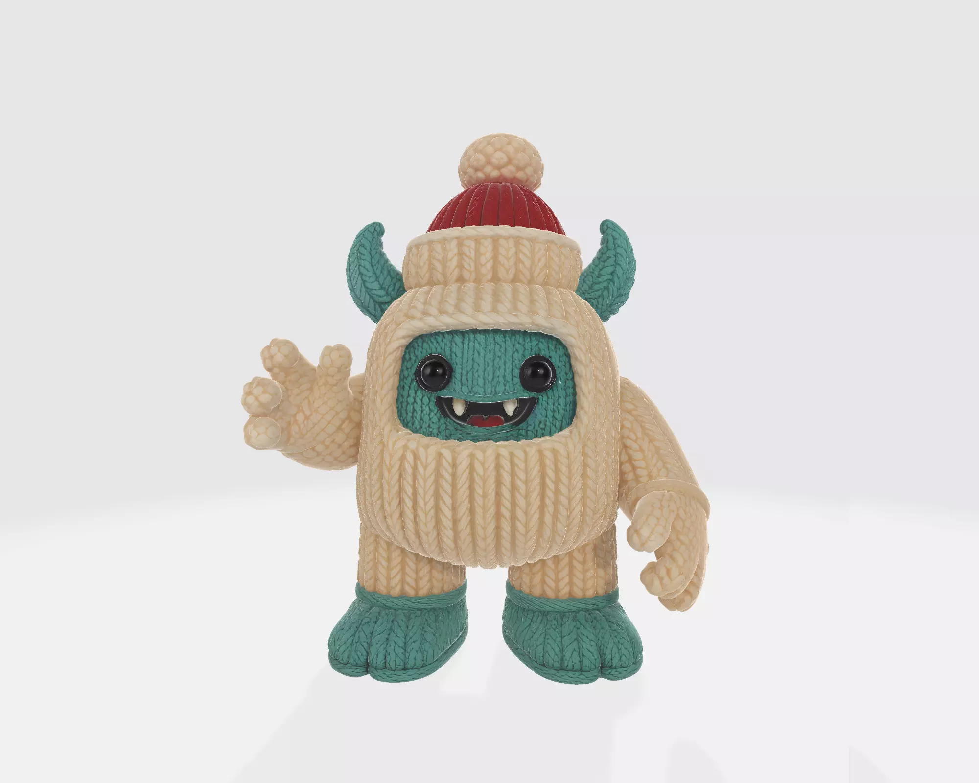 Adorable Knitted Yeti 3D Print Cute Winter Monster Toy 3D print model_4