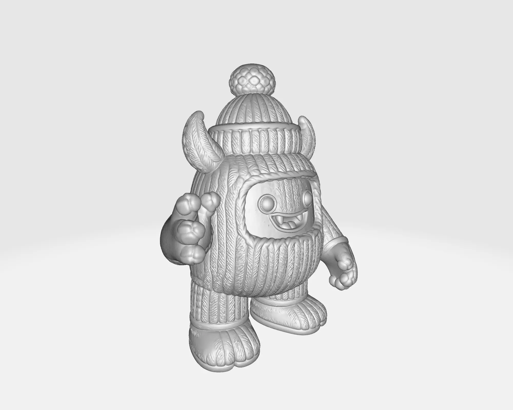 Adorable Knitted Yeti 3D Print Cute Winter Monster Toy 3D print model_1
