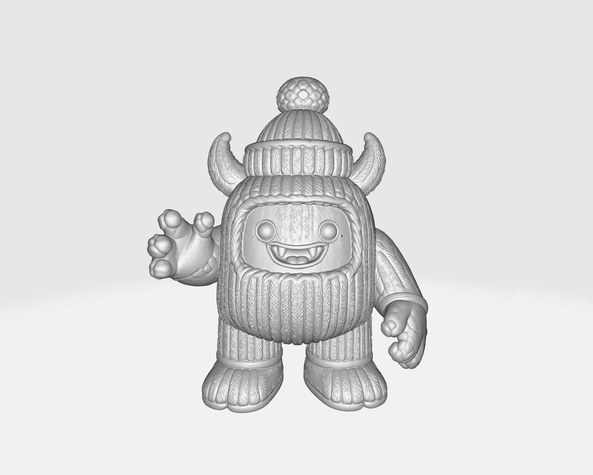 Adorable Knitted Yeti 3D Print Cute Winter Monster Toy 3D print model_2