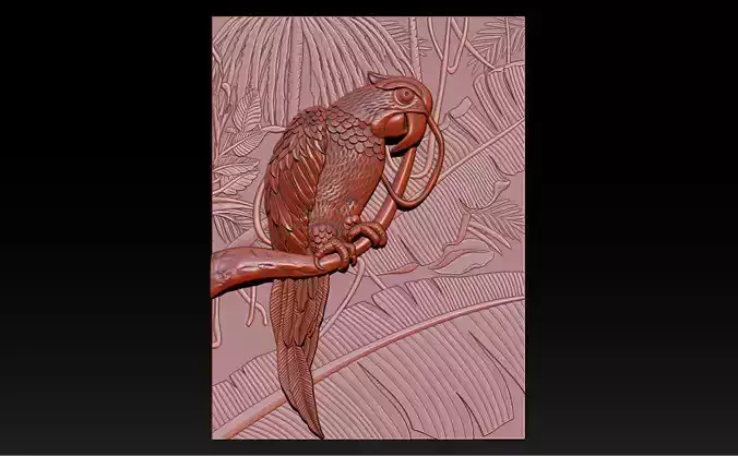3D Parrot Relief Model - STL - OBJ - ZTL