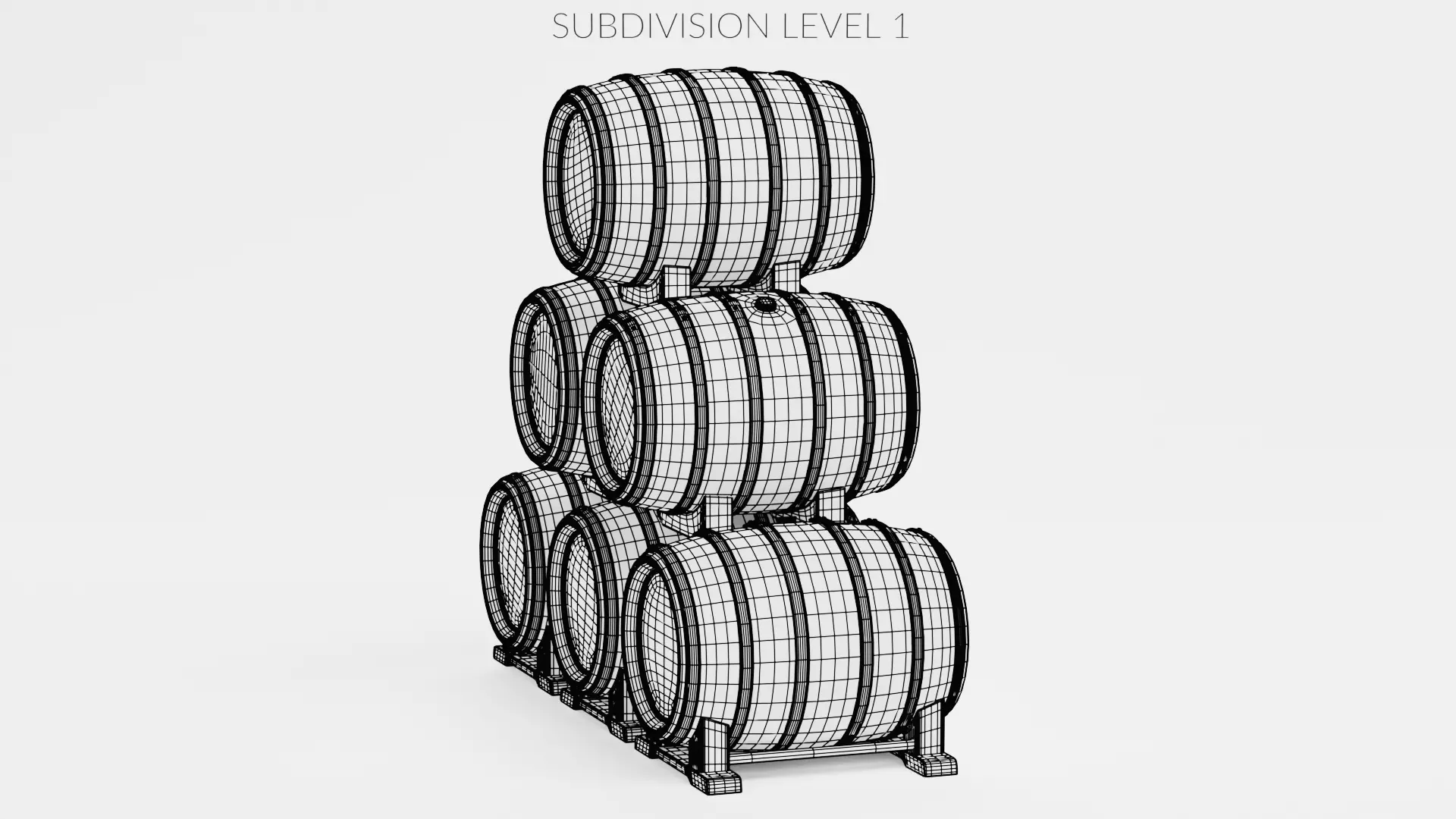 -Wine Barrels - Pile V2- Low-poly 3D model_10