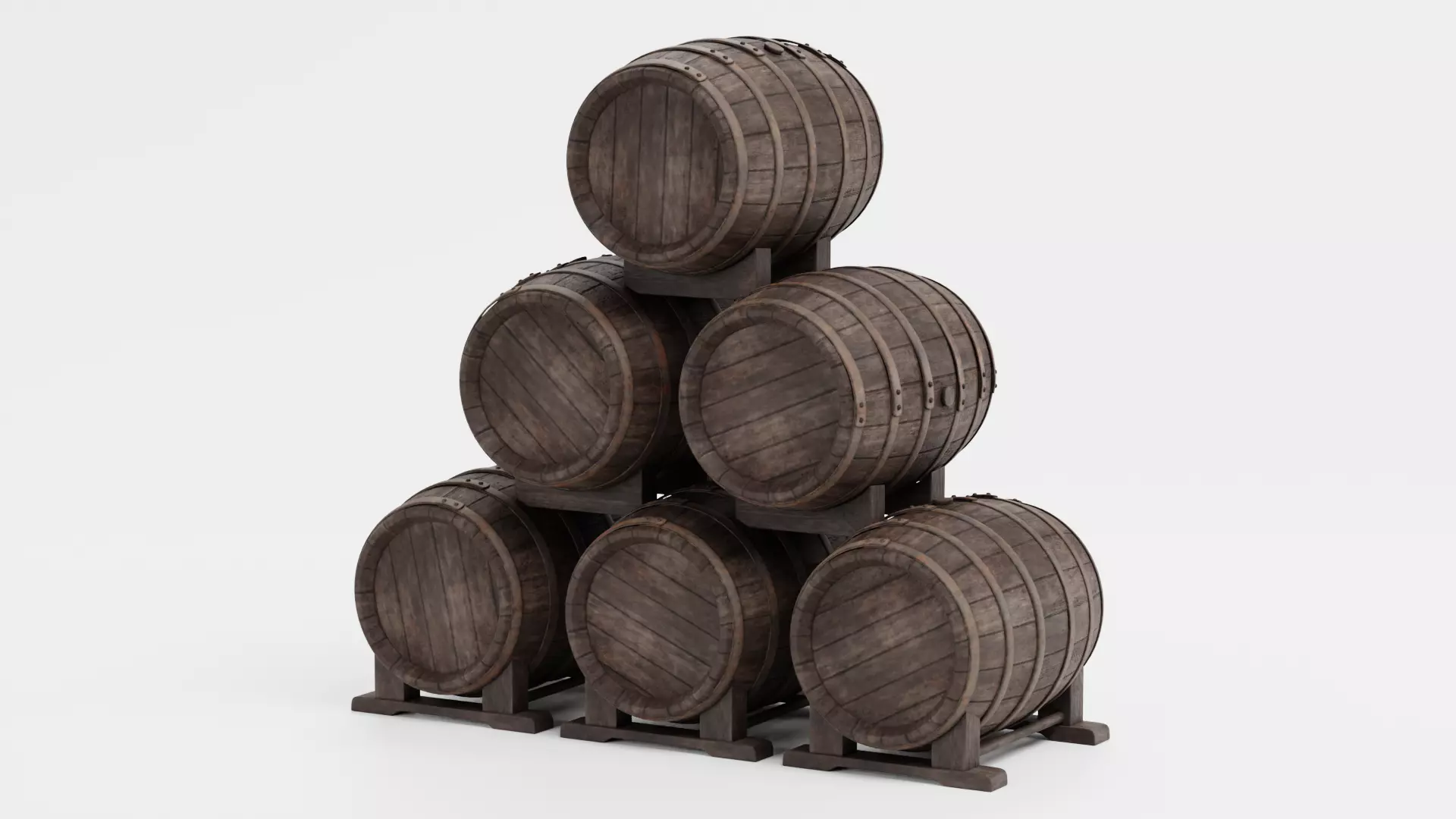 -Wine Barrels - Pile V2- Low-poly 3D model_0