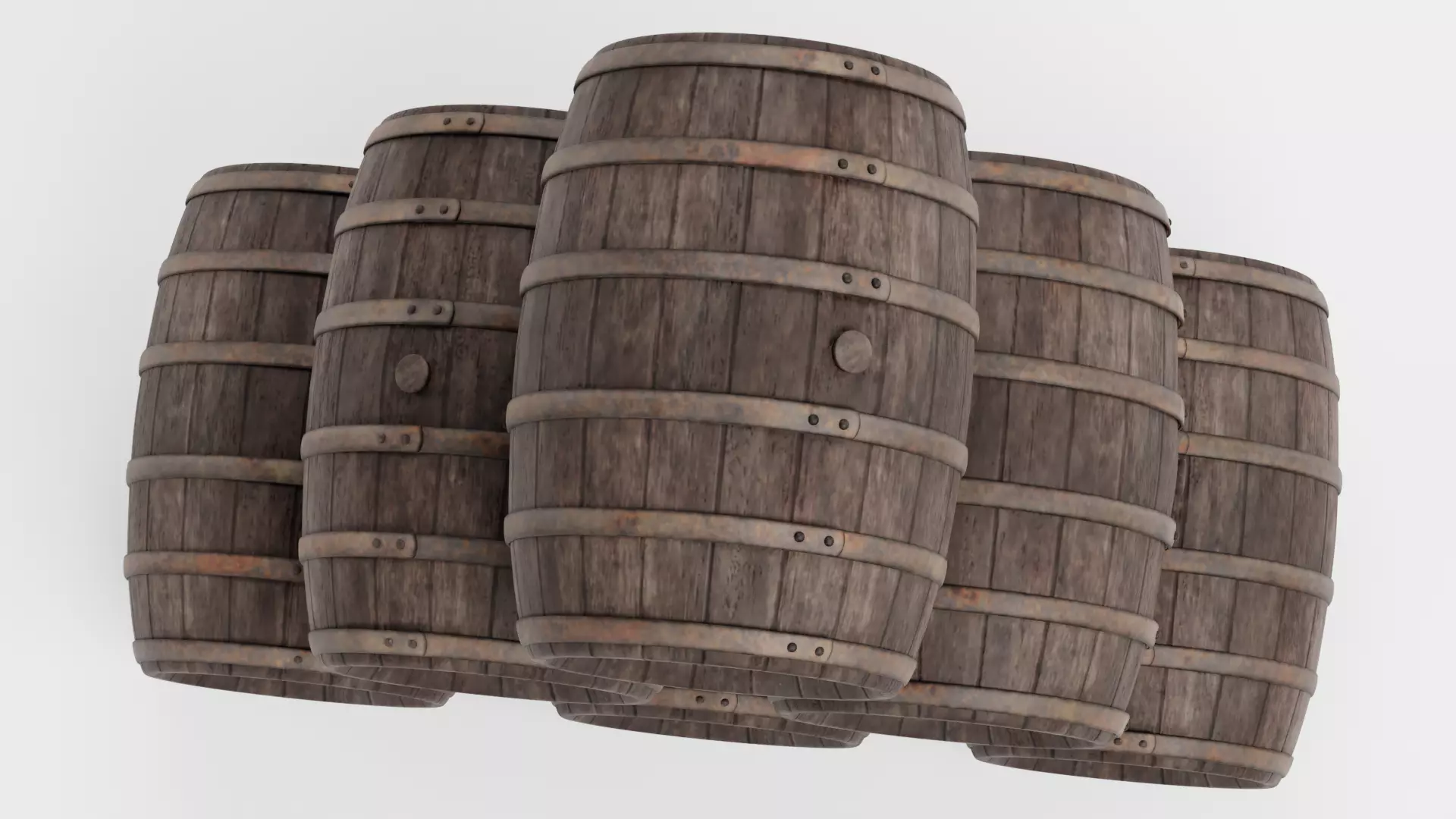 -Wine Barrels - Pile V2- Low-poly 3D model_5