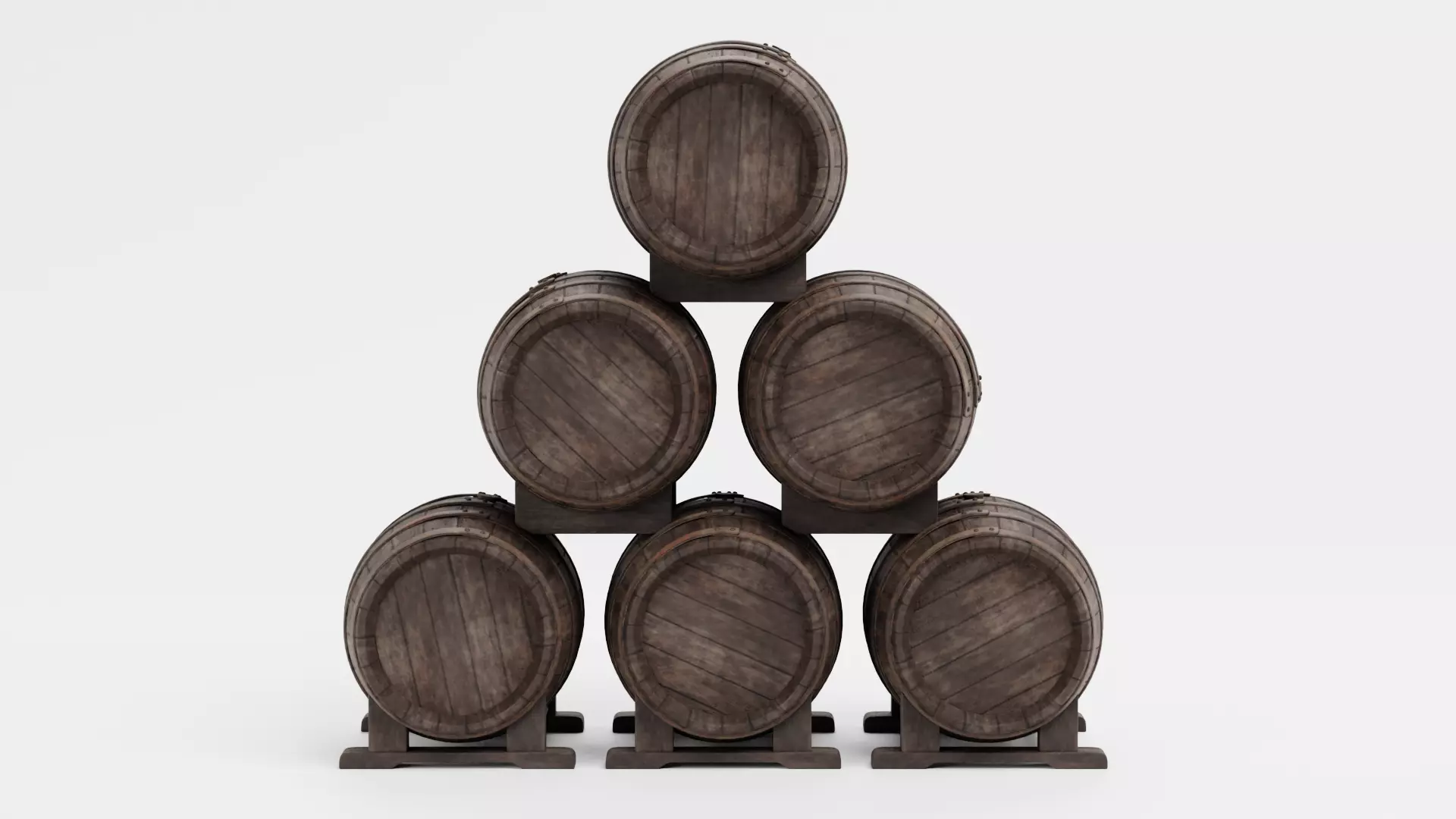 -Wine Barrels - Pile V2- Low-poly 3D model_1