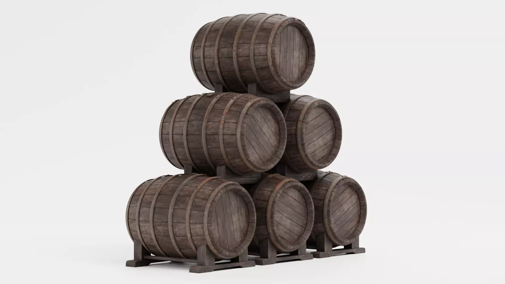-Wine Barrels - Pile V2- Low-poly 3D model_2