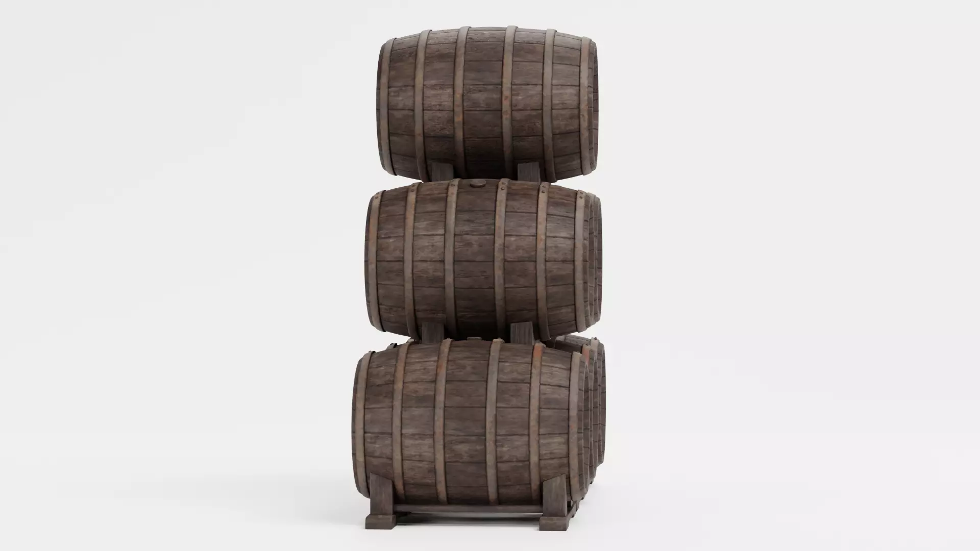 -Wine Barrels - Pile V2- Low-poly 3D model_3