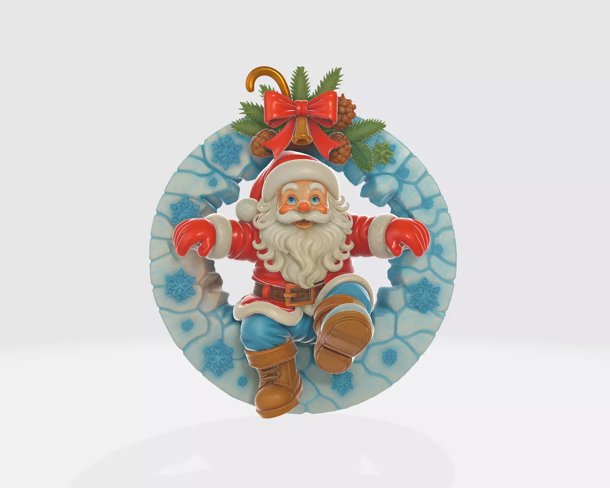Santa Claus Christmas Wreath Ornament Festive Holiday 3D print model_4