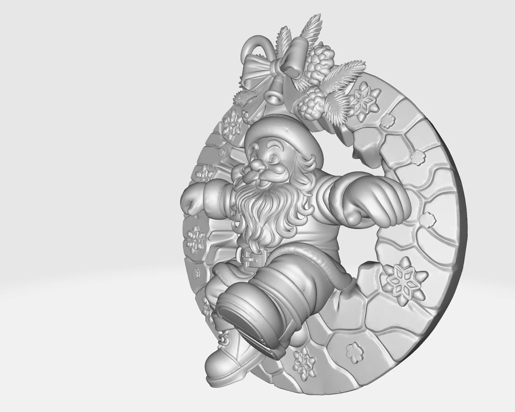 Santa Claus Christmas Wreath Ornament Festive Holiday 3D print model_3