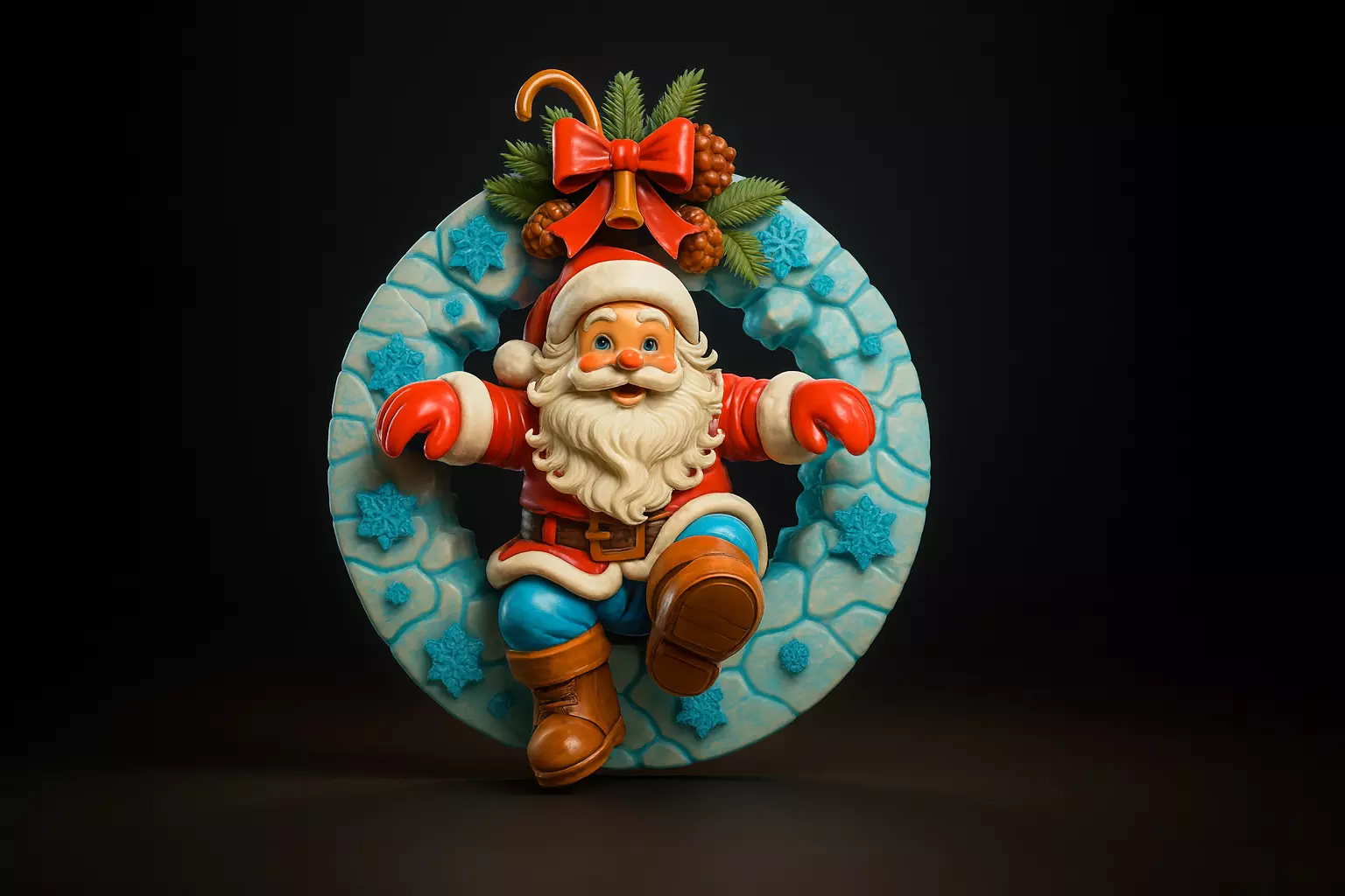 Santa Claus Christmas Wreath Ornament Festive Holiday 3D print model_0