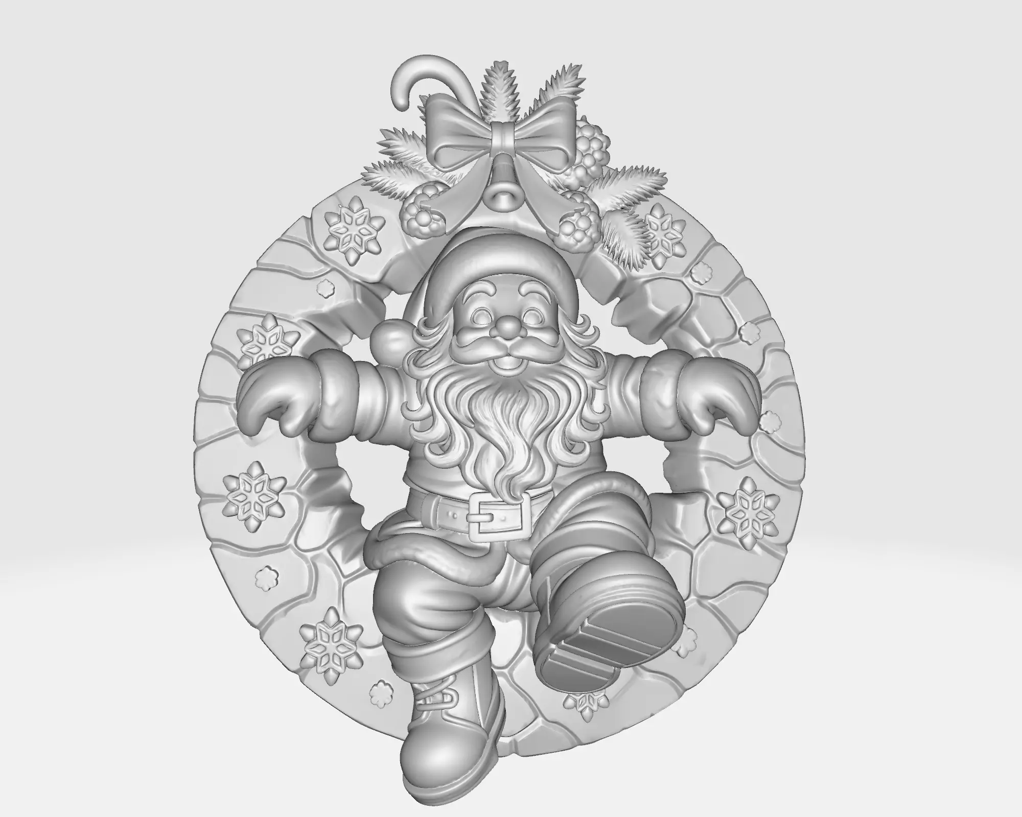 Santa Claus Christmas Wreath Ornament Festive Holiday 3D print model_1
