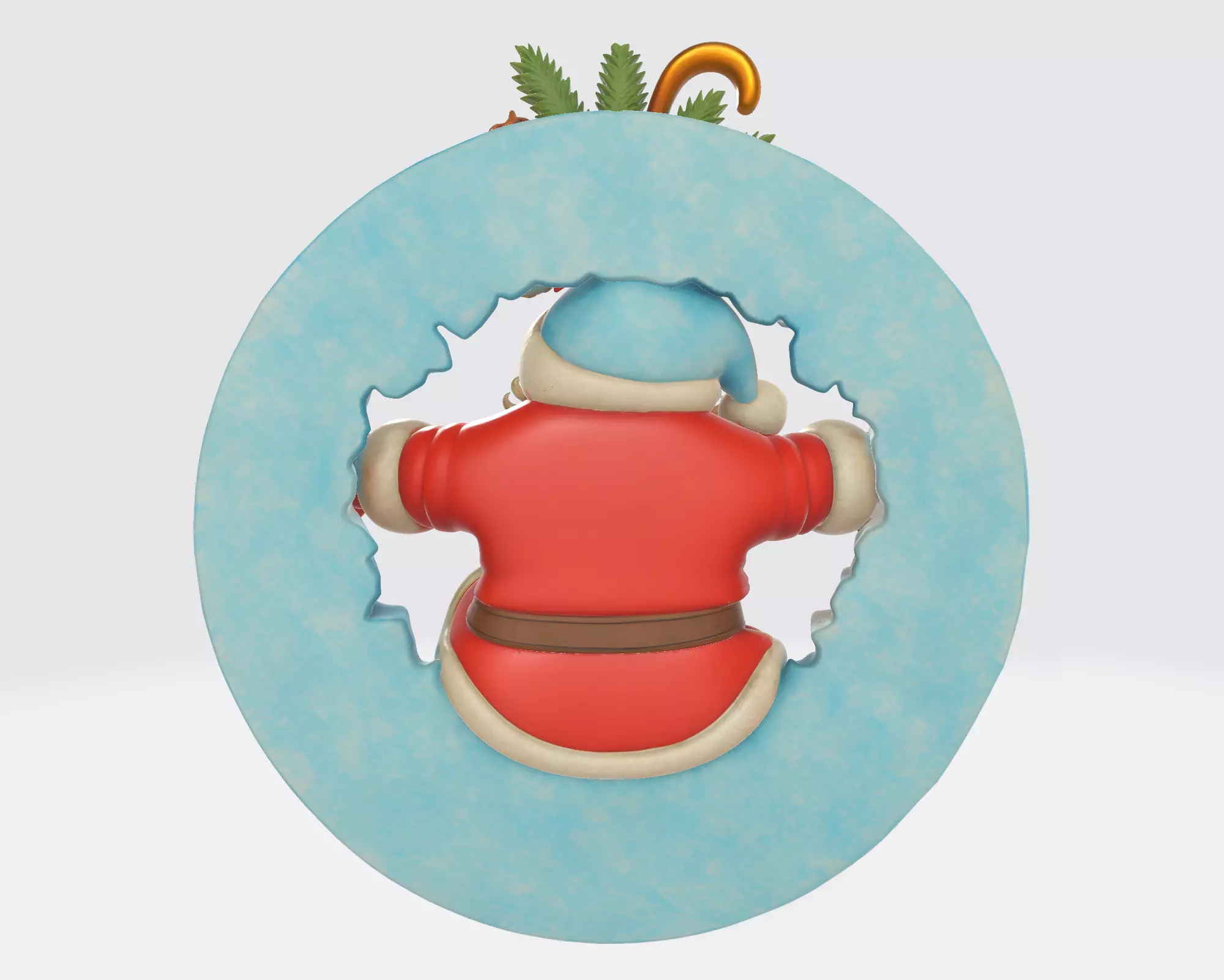 Santa Claus Christmas Wreath Ornament Festive Holiday 3D print model_6