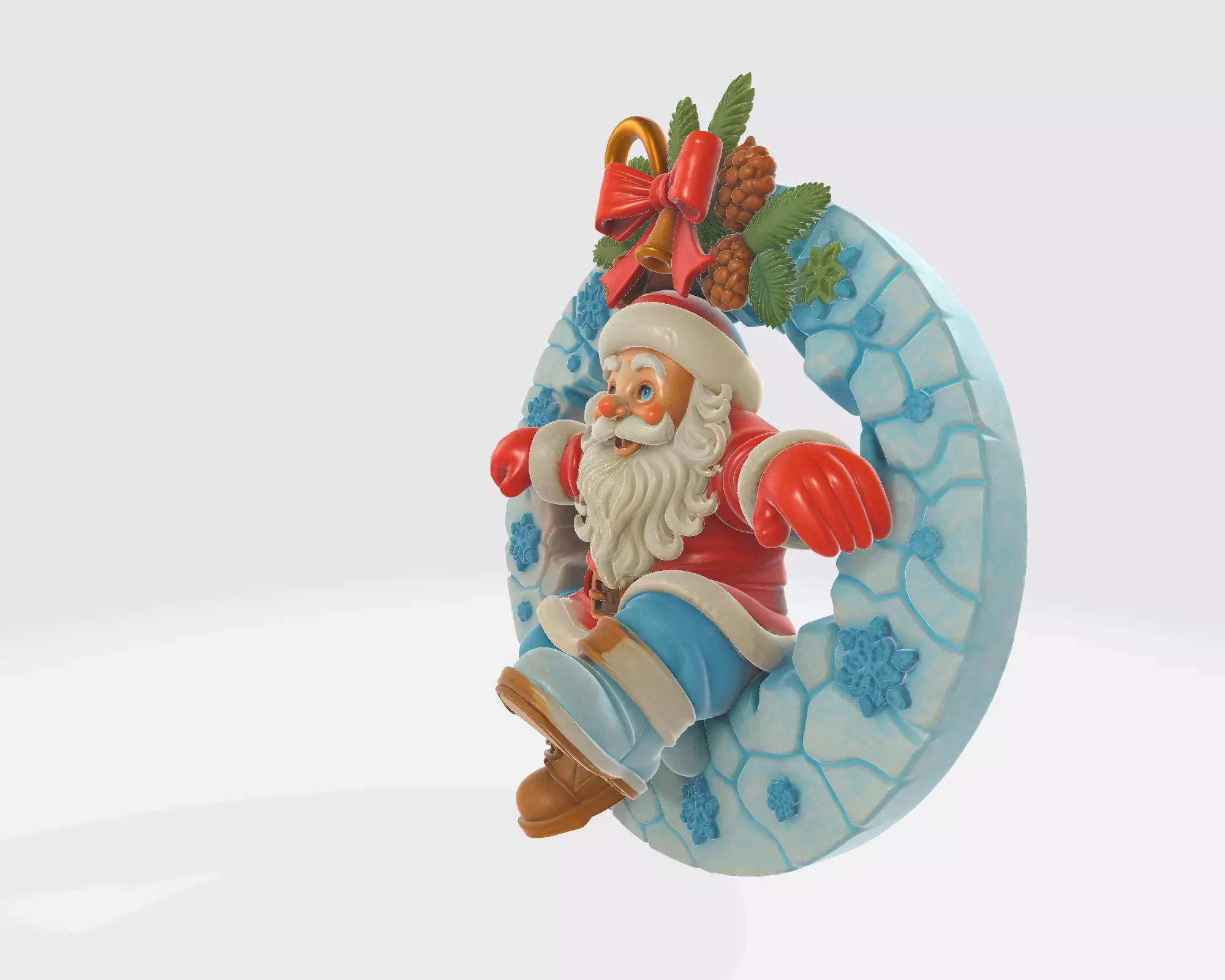 Santa Claus Christmas Wreath Ornament Festive Holiday 3D print model_5