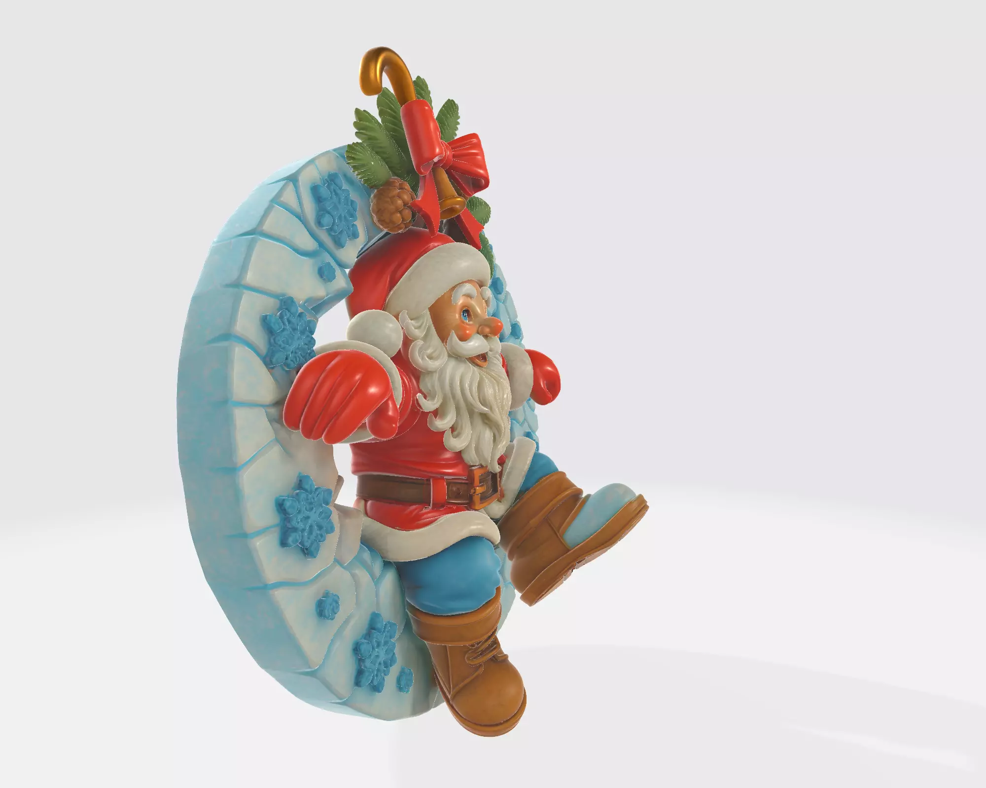 Santa Claus Christmas Wreath Ornament Festive Holiday 3D print model_7