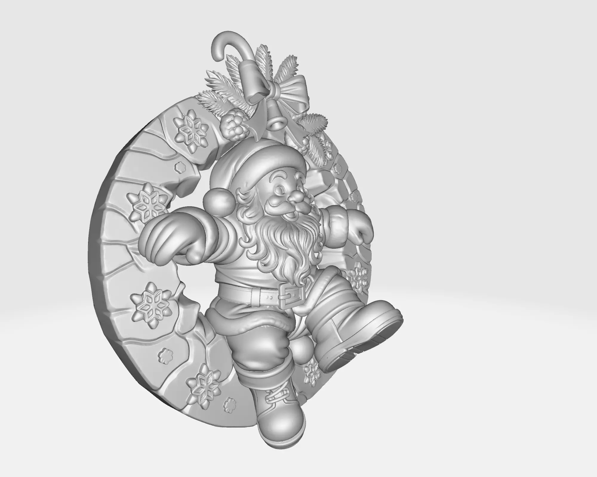 Santa Claus Christmas Wreath Ornament Festive Holiday 3D print model_2