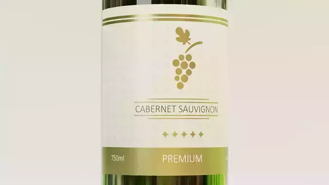 Wine Bottle V1 - Cabernet Sauvignon with Concept Label Low-poly 3D model 7