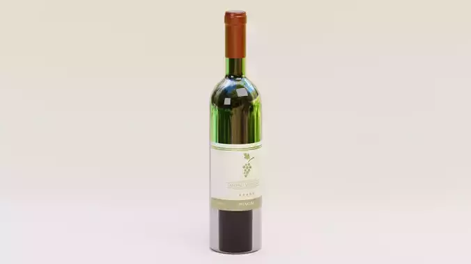 Wine Bottle V1 - Cabernet Sauvignon with Concept Label Low-poly 3D model 2
