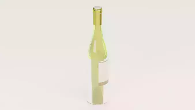 Wine Bottle V2 - Chardonnay with Concept Label Low-poly 3D model 3