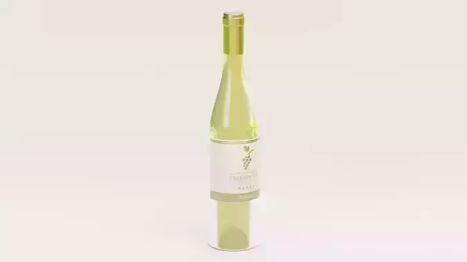 Wine Bottle V2 - Chardonnay with Concept Label Low-poly 3D model 2