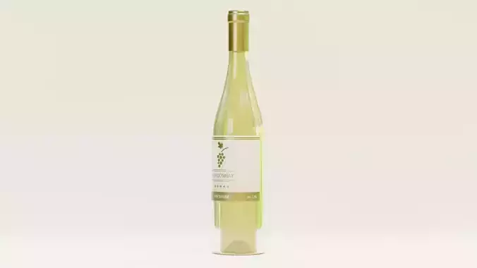 Wine Bottle V2 - Chardonnay with Concept Label Low-poly 3D model 6