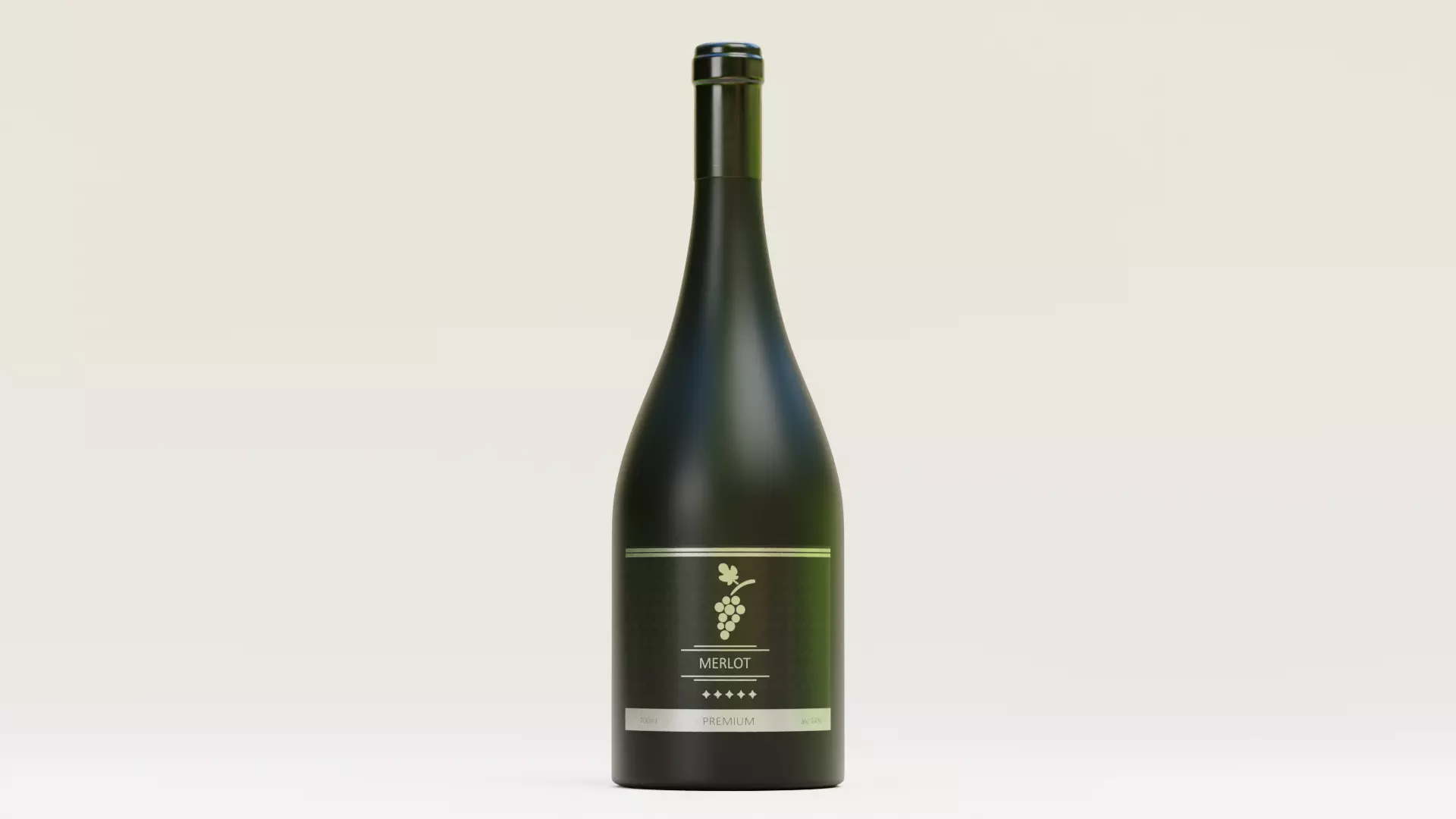 -Wine Bottle V3-Merlot- Low-poly 3D model_0