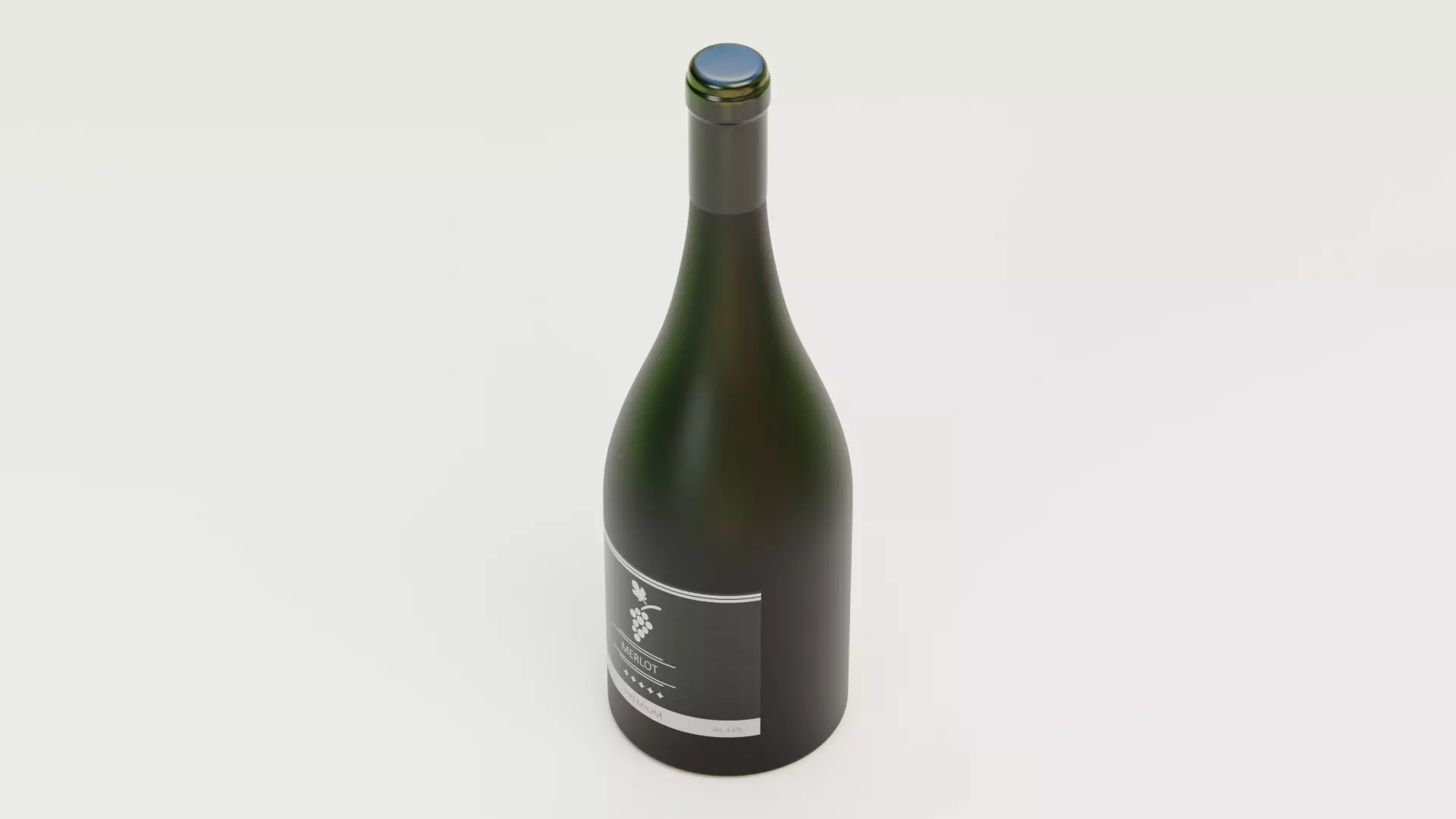 -Wine Bottle V3-Merlot- Low-poly 3D model_4