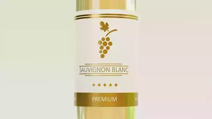 Wine Bottle V4 - Sauvignon Blanc with Concept Label  Low-poly 3D model 7