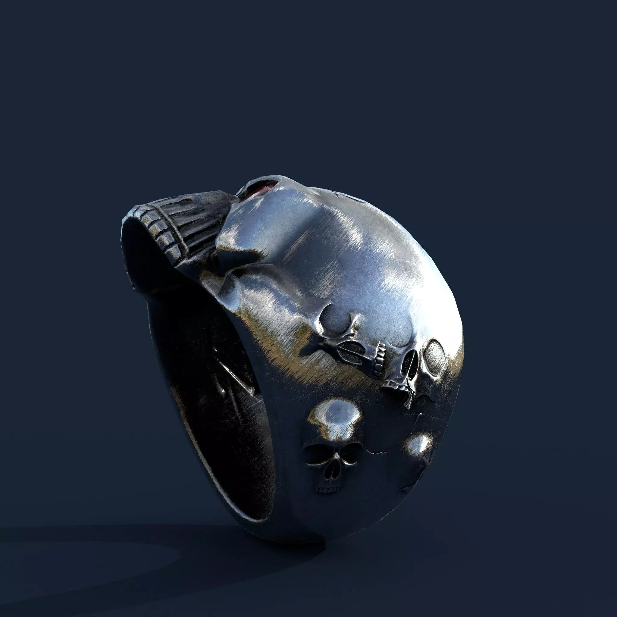 Stylized Skull Ring Pack Game Ready PBR 3D Model 5 Material Low-poly 3D model_13