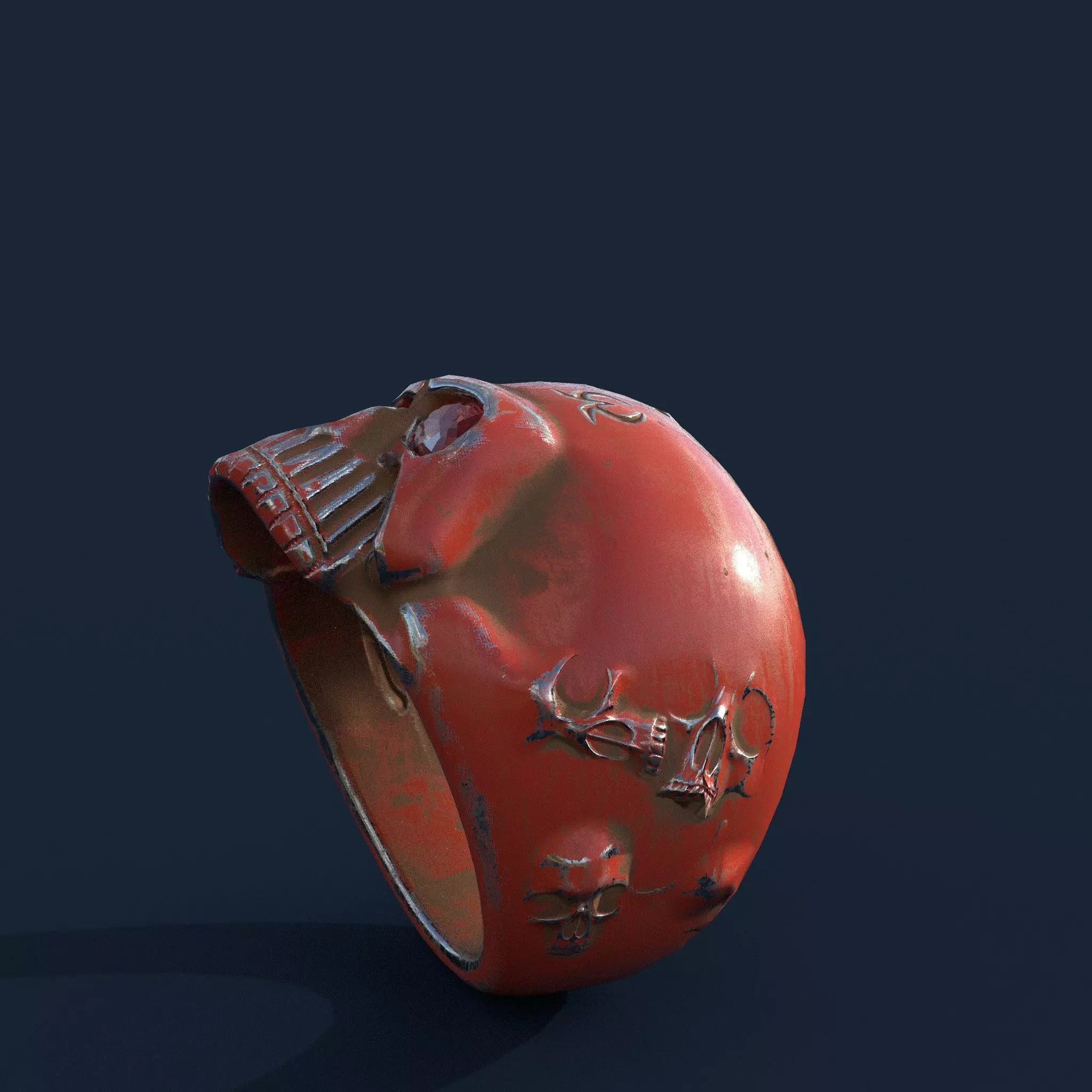 Stylized Skull Ring Pack Game Ready PBR 3D Model 5 Material Low-poly 3D model_6