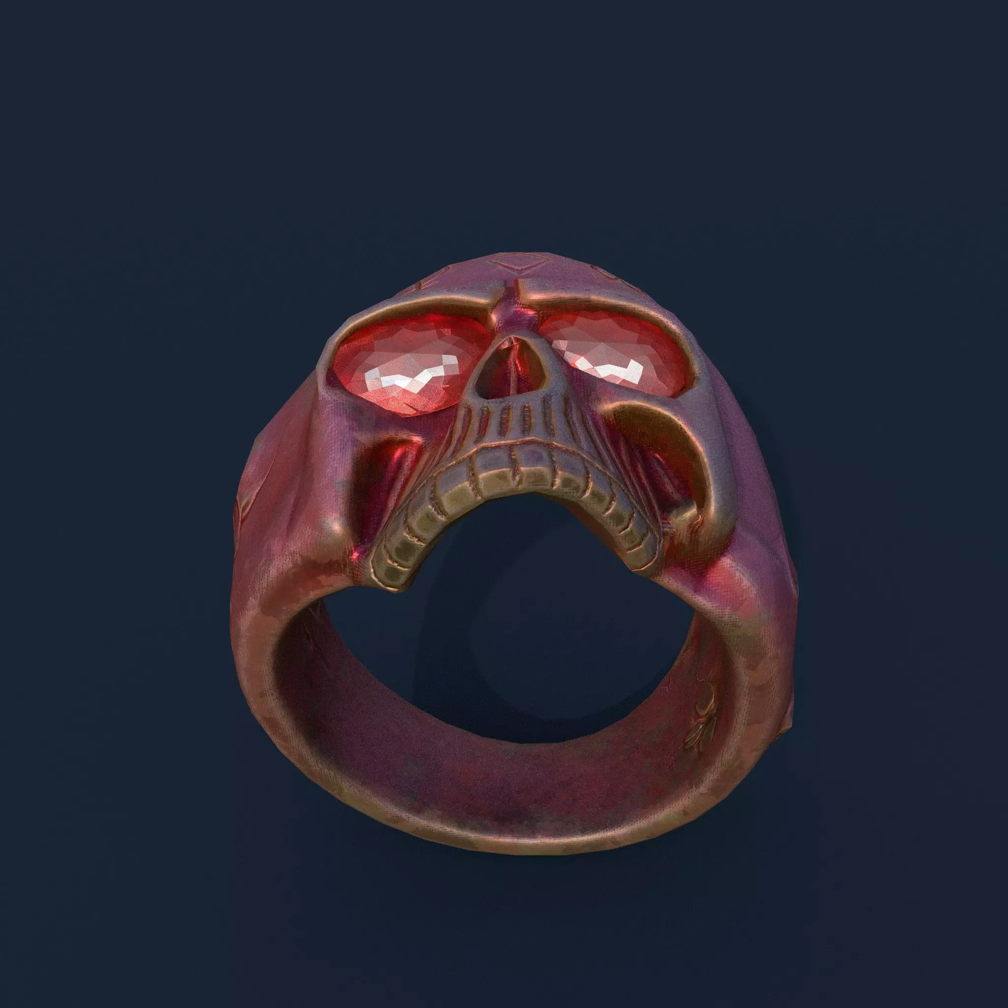 Stylized Skull Ring Pack Game Ready PBR 3D Model 5 Material Low-poly 3D model_8