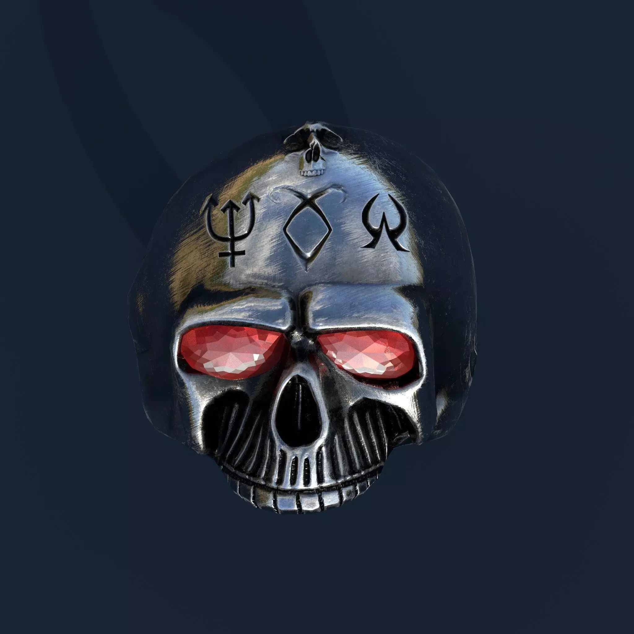 Stylized Skull Ring Pack Game Ready PBR 3D Model 5 Material Low-poly 3D model_1