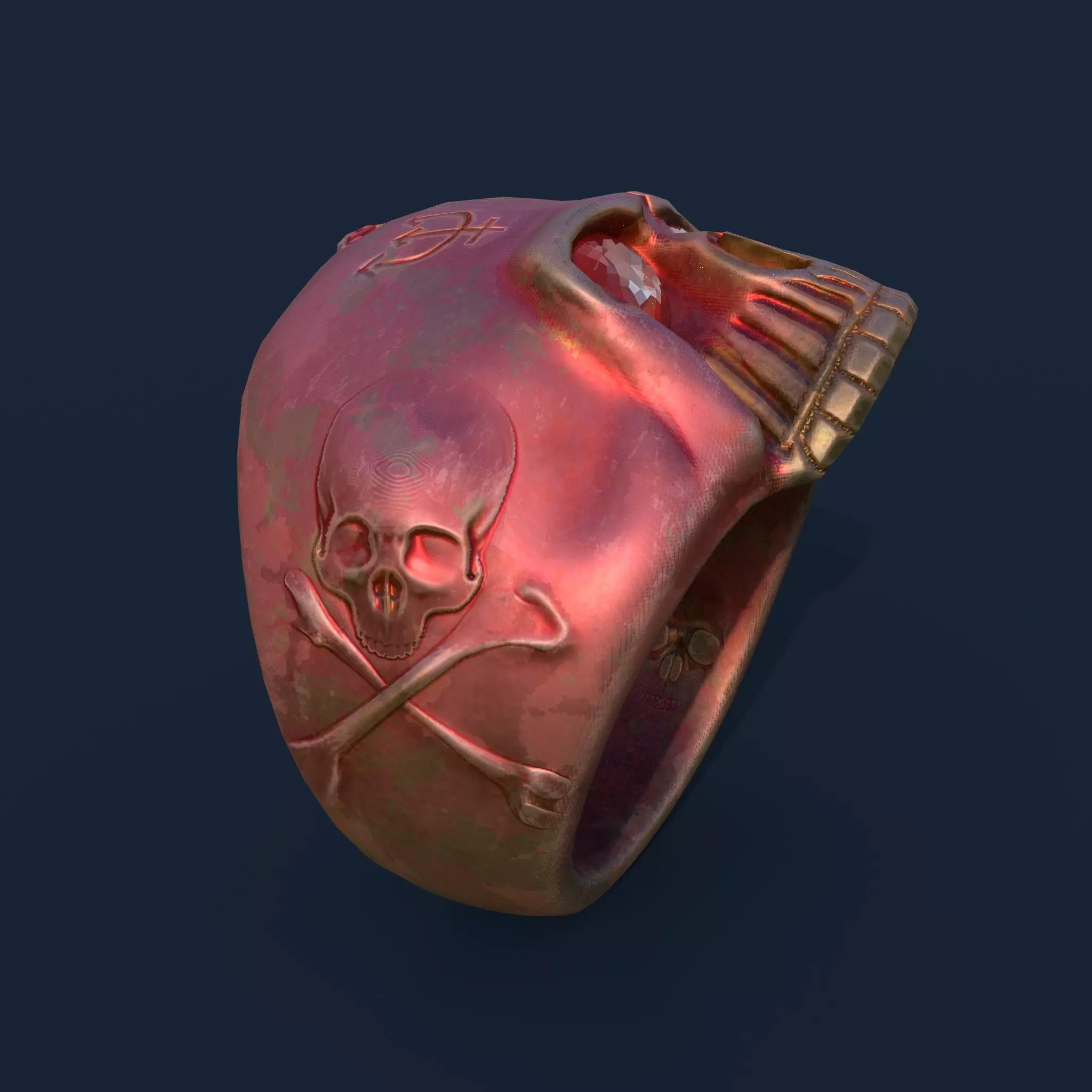 Stylized Skull Ring Pack Game Ready PBR 3D Model 5 Material Low-poly 3D model_10