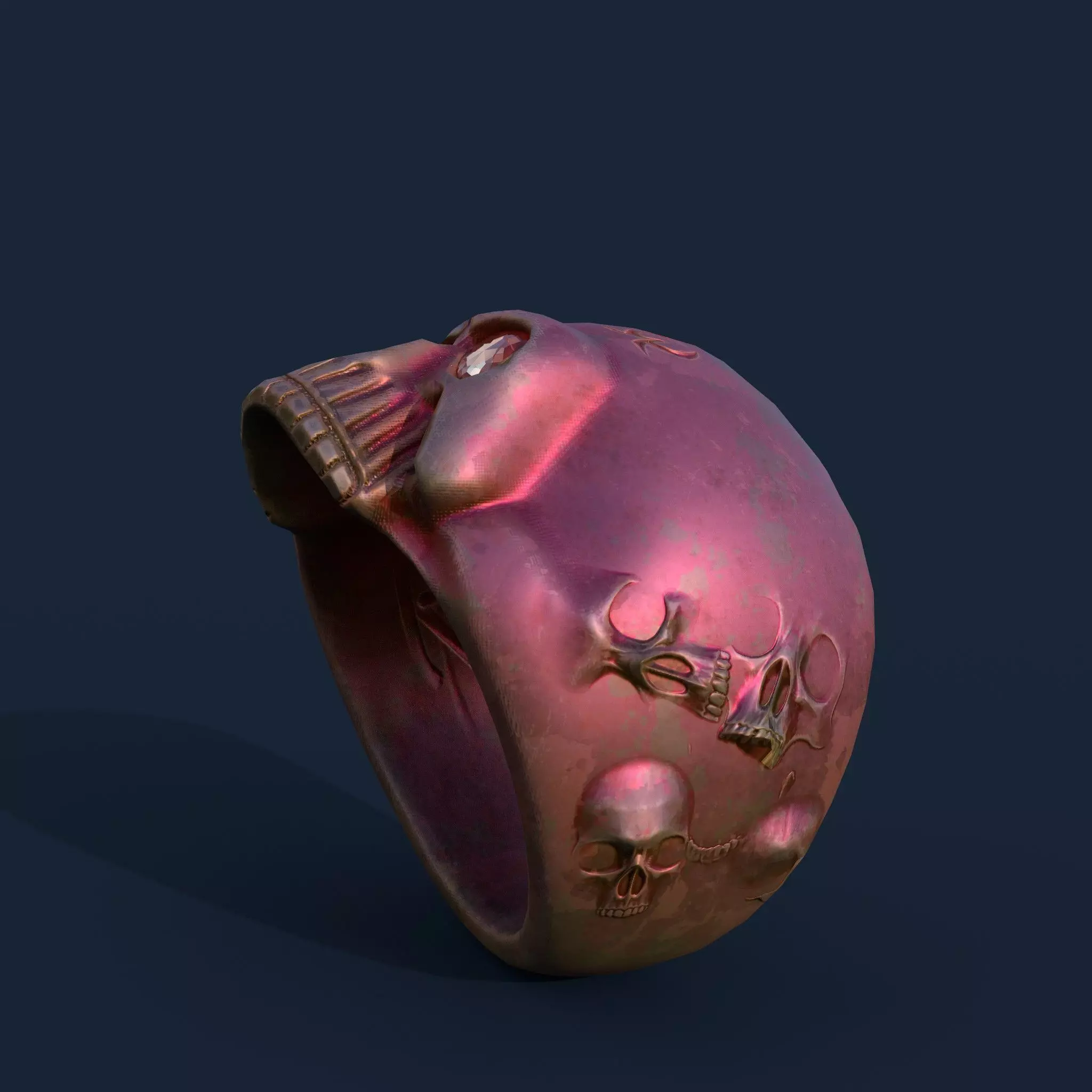 Stylized Skull Ring Pack Game Ready PBR 3D Model 5 Material Low-poly 3D model_9