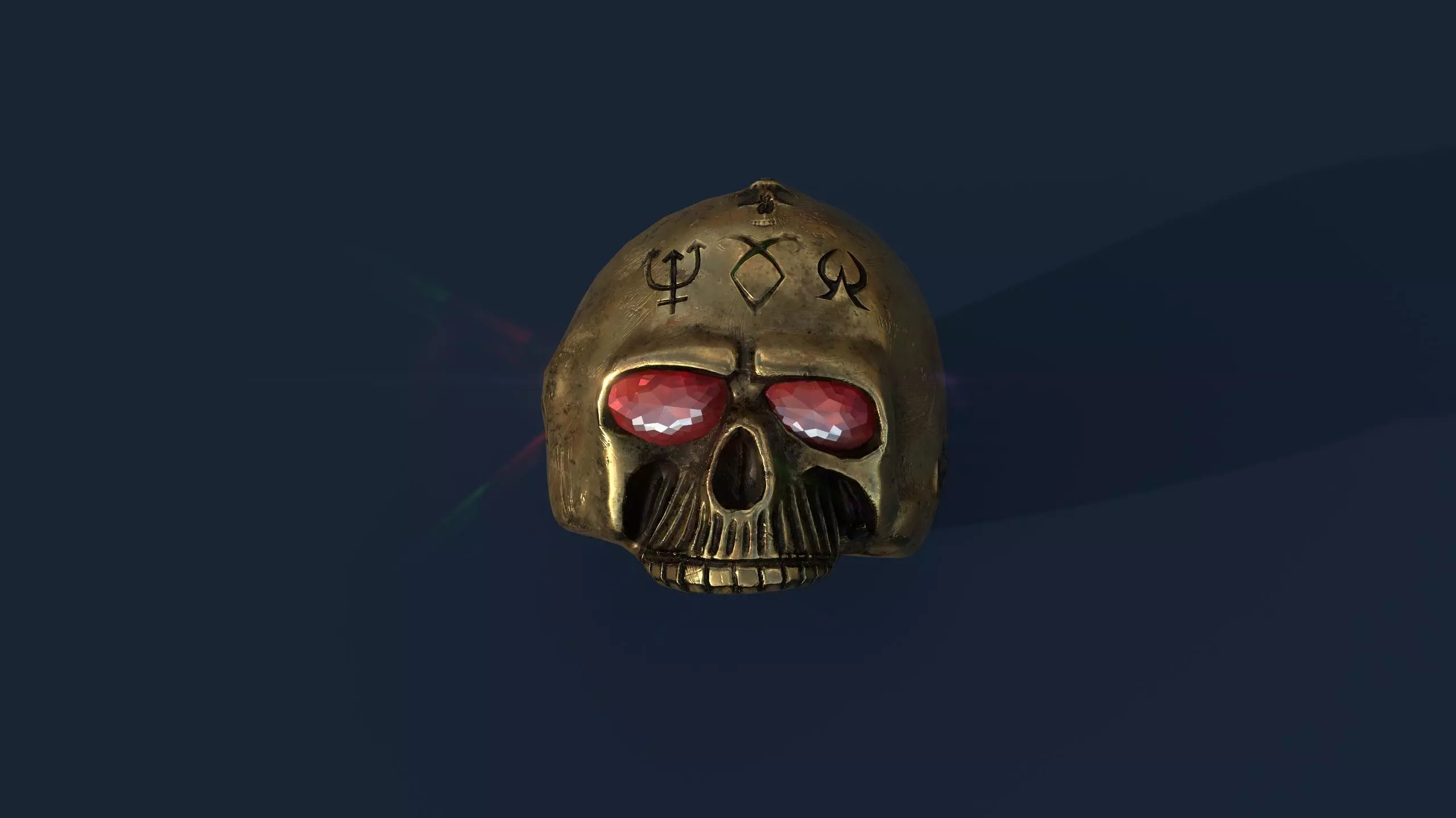 Stylized Skull Ring Pack Game Ready PBR 3D Model 5 Material Low-poly 3D model_2