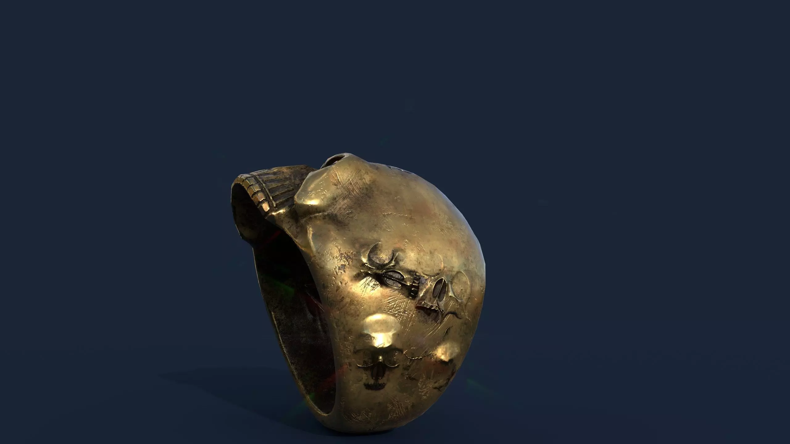 Stylized Skull Ring Pack Game Ready PBR 3D Model 5 Material Low-poly 3D model_3