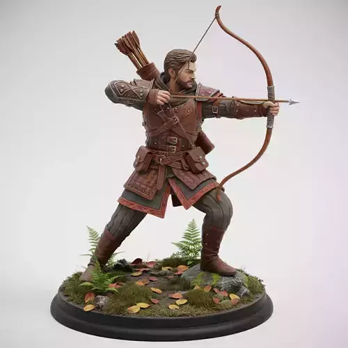 Archer Man 3D Model Animated Pose STL for 3D Printing