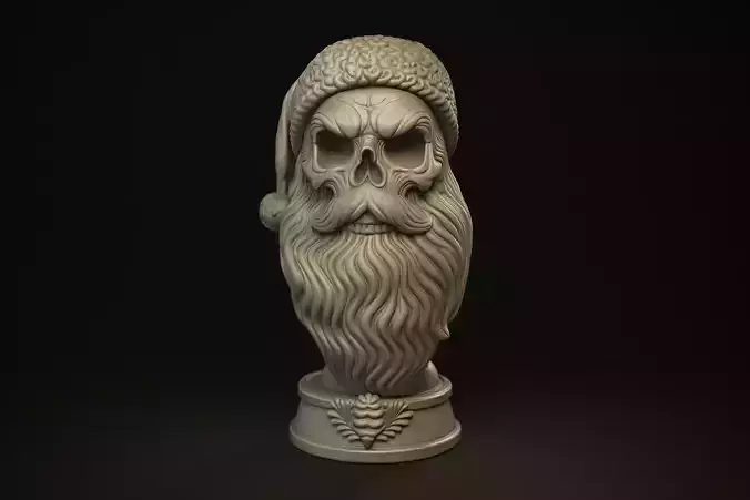 Santa Skull Gothic Christmas Decor Horror Santa Bust 3D print model