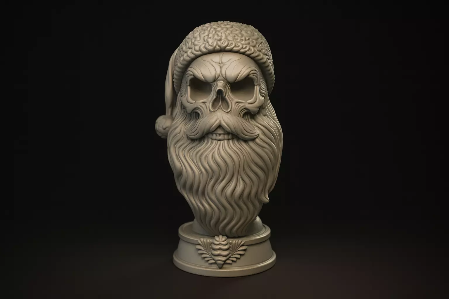 Santa Skull Gothic Christmas Decor Horror Santa Bust 3D print model_0