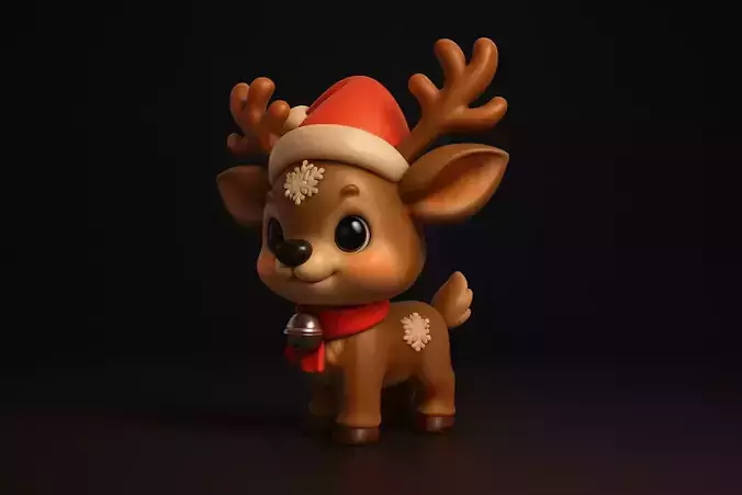 Adorable Christmas Reindeer Cute Holiday Deer Figurine 3D print model Adorable Christmas Reindeer Cute Holiday Deer Figurine 3D print model
