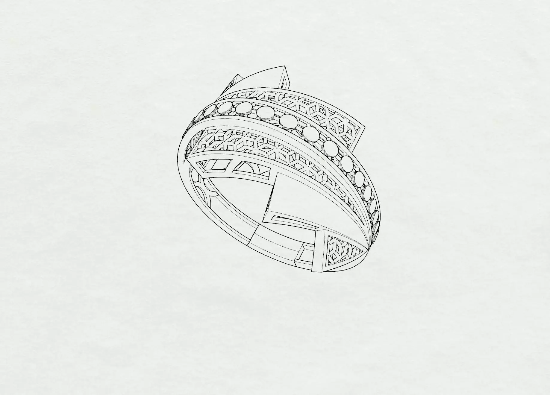 Geometric Harmony Ring 3D print model_7