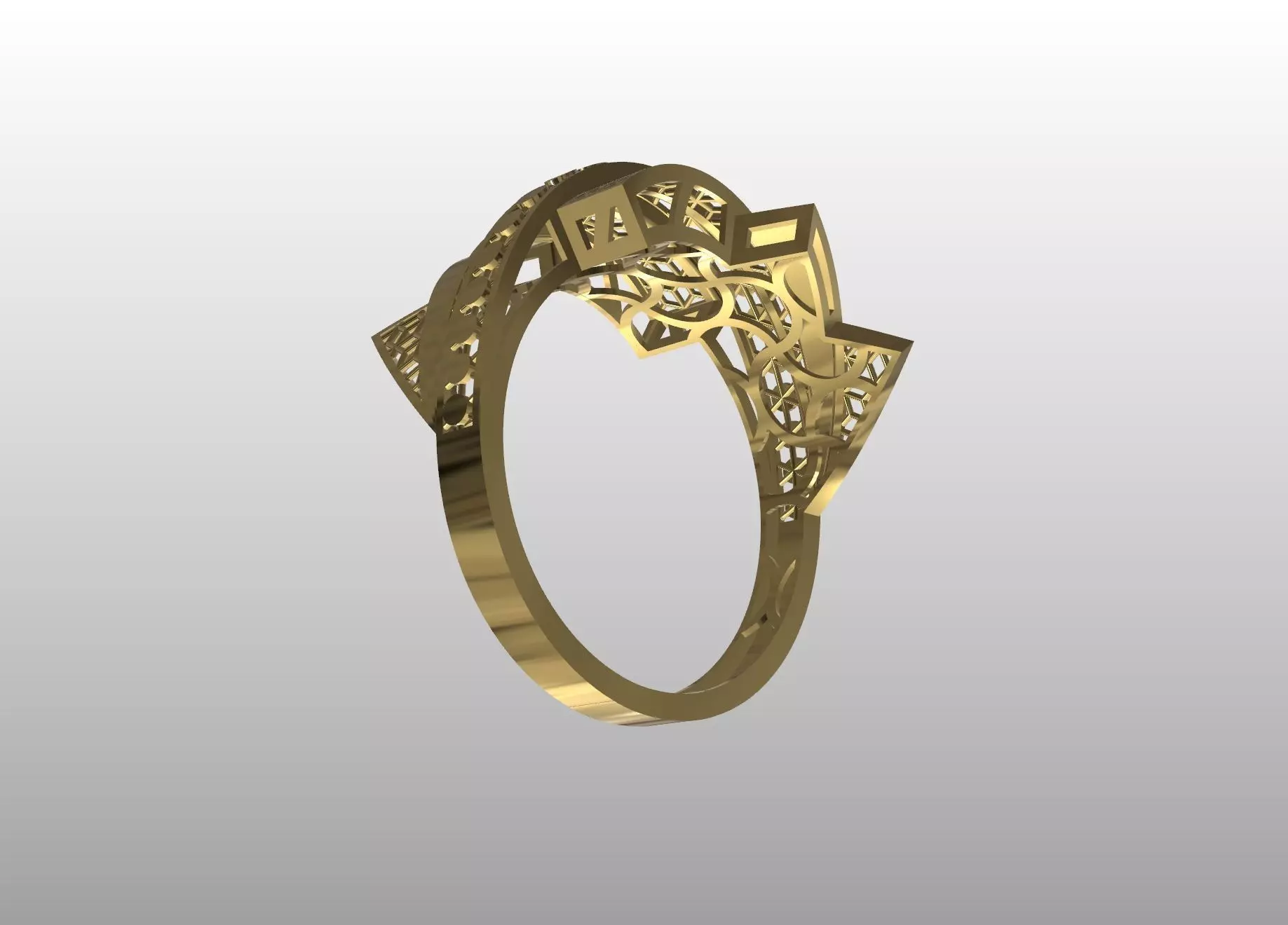 Geometric Harmony Ring 3D print model_1