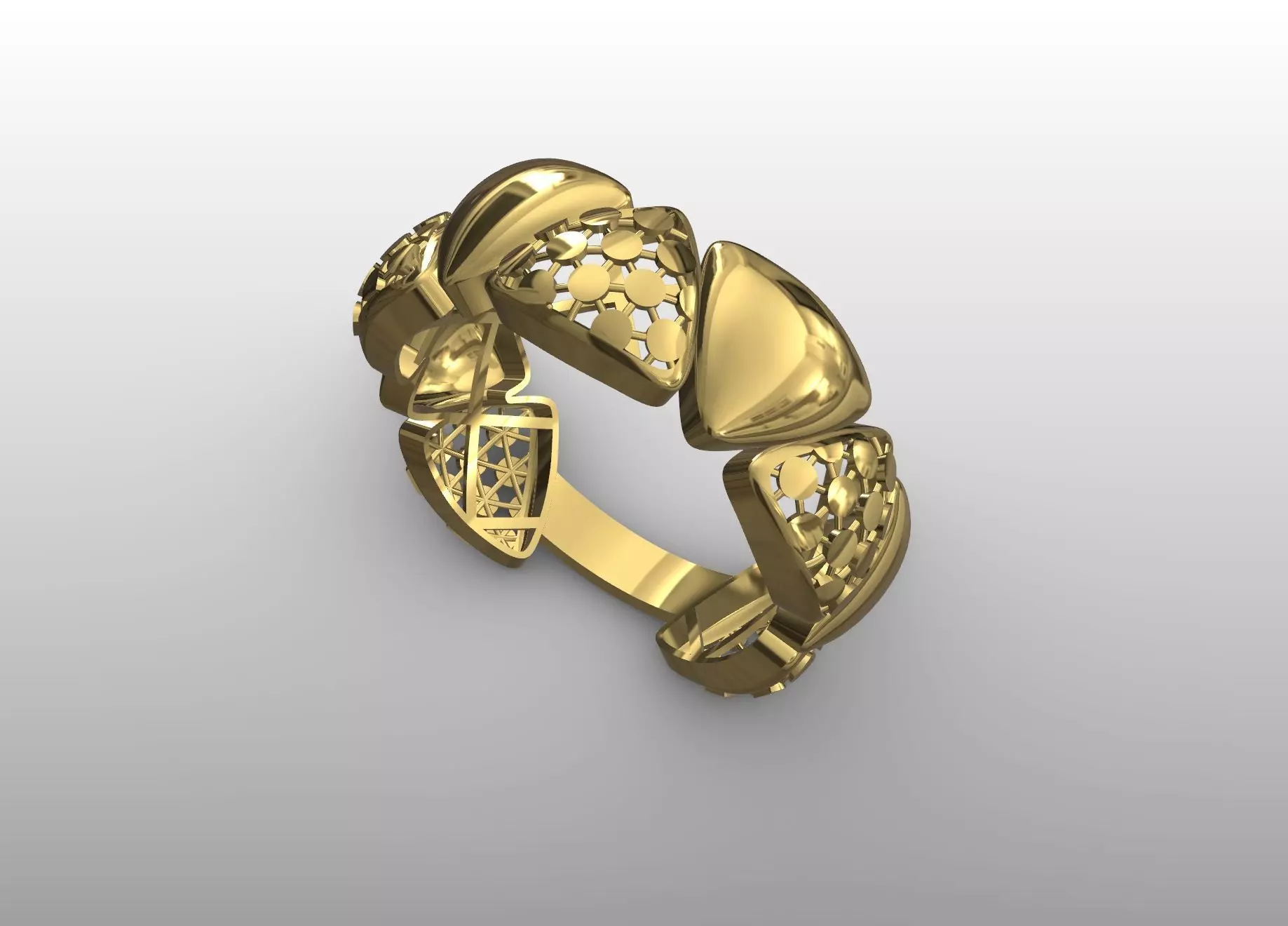 Geometric Lattice Gold Ring 3D print model_0