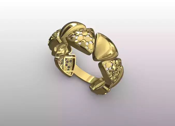 Geometric Lattice Gold Ring