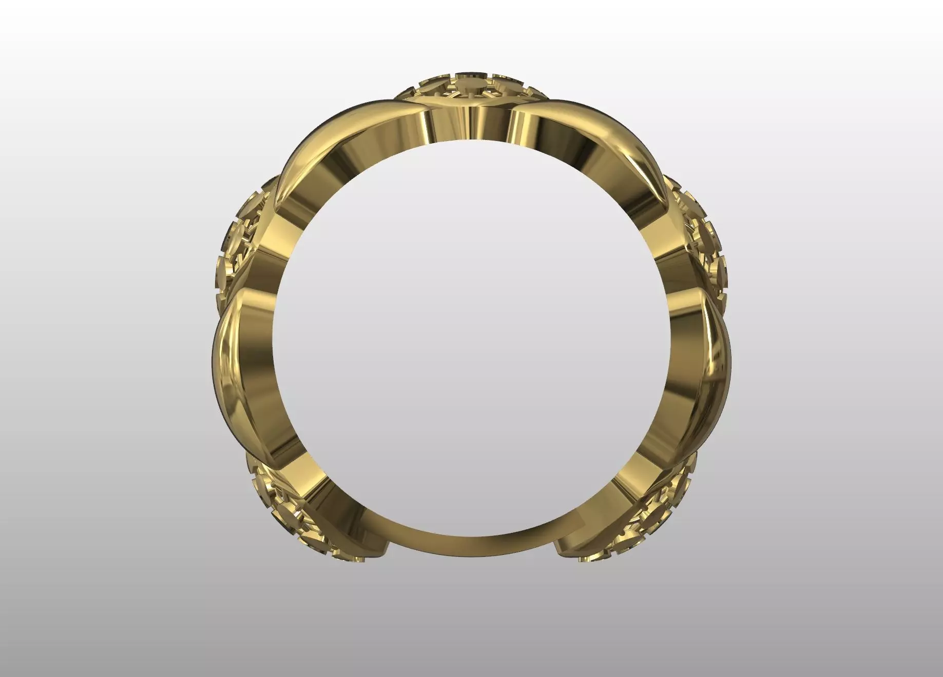 Geometric Lattice Gold Ring 3D print model_3