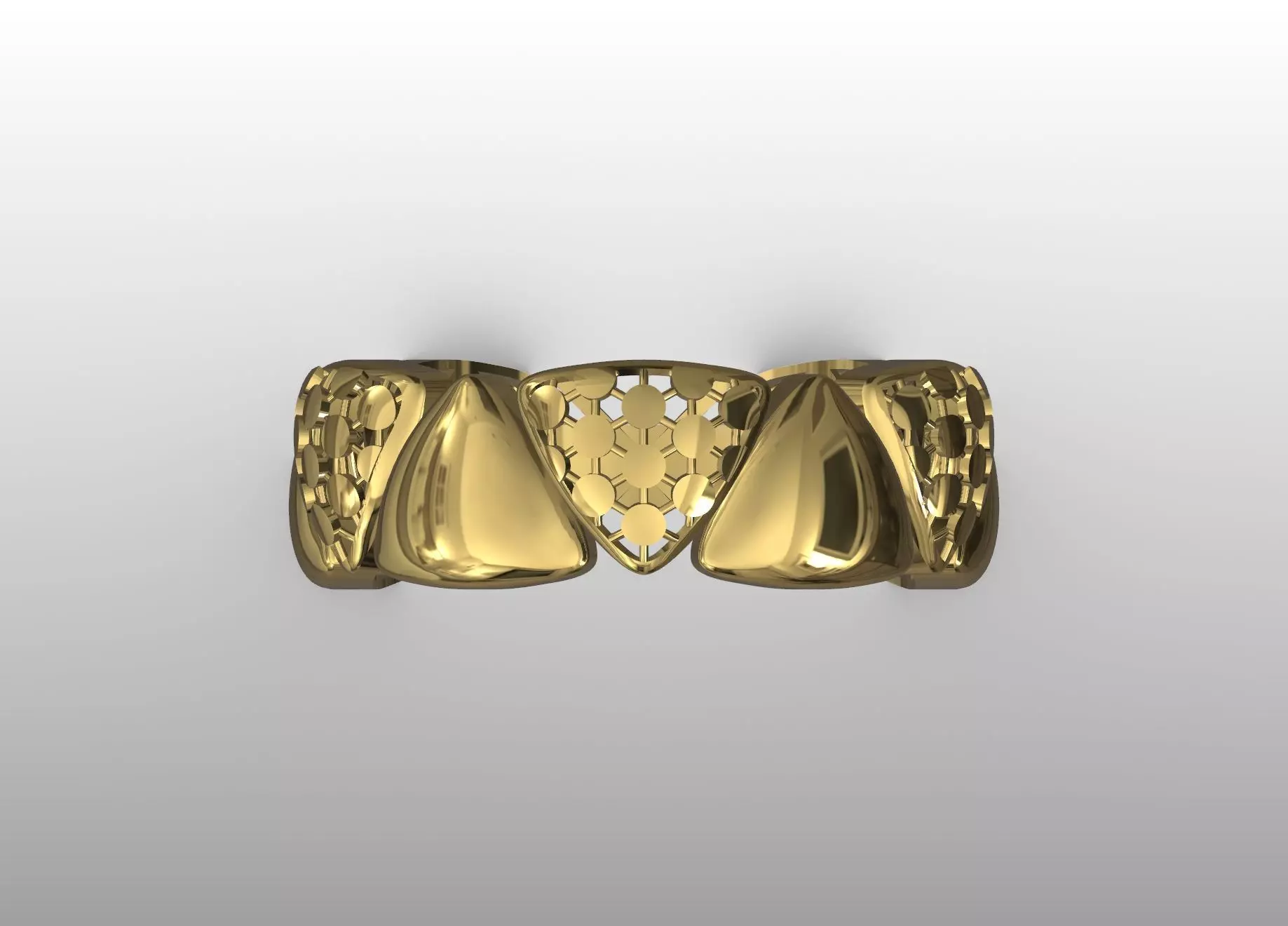 Geometric Lattice Gold Ring 3D print model_4